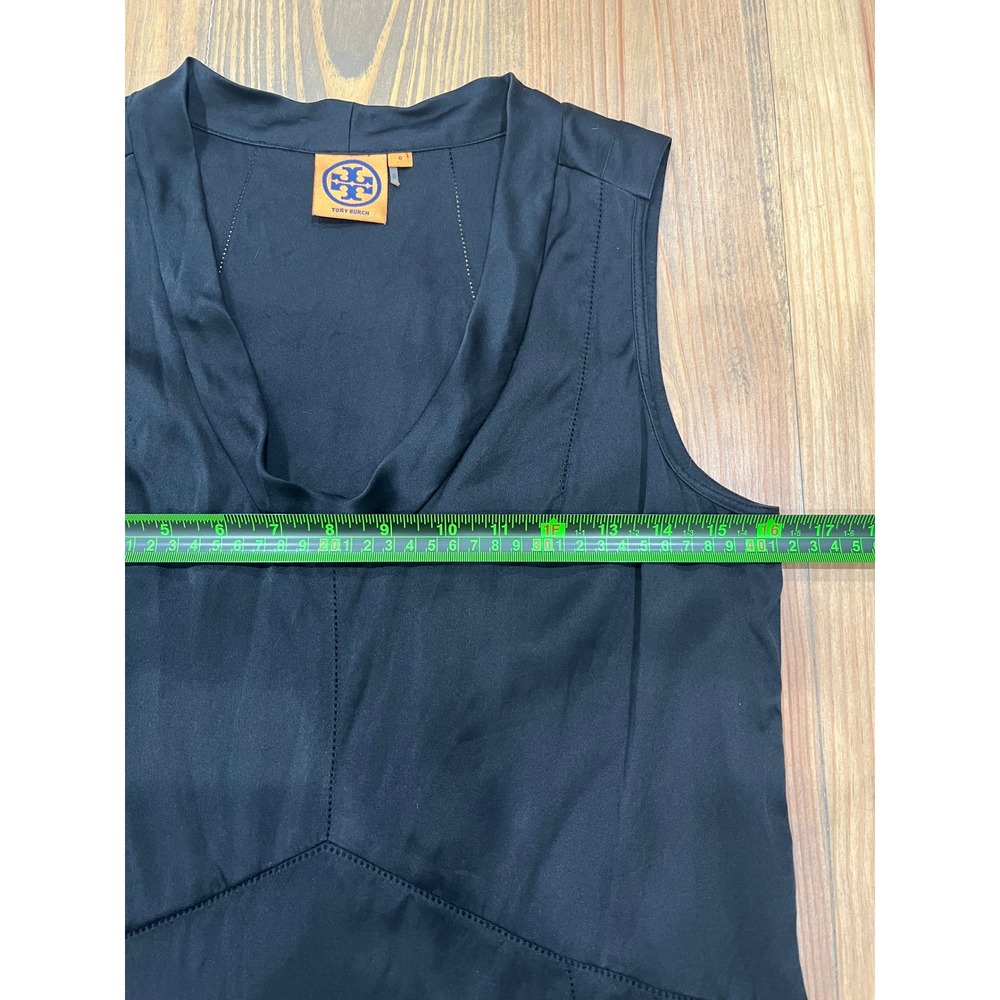 Tory Burch Black Silk Sleeveless Cowl Neck Tank Top Women's Size 6 - Picture 5 of 8